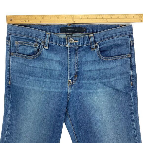 Calvin Klein Flare Leg Jeans 12 Blue Medium Wash Stretch Business Casual Denim - Picture 9 of 16
